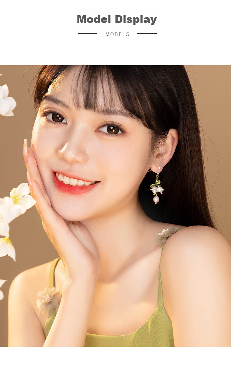 MOLADY Pearl Earrings for Women, 2026 New Style Silver Needle Lily of The Valley Earrings, Gift for Best Friends' Anniversary Birthday Present for Girlfriend Or Wife 7