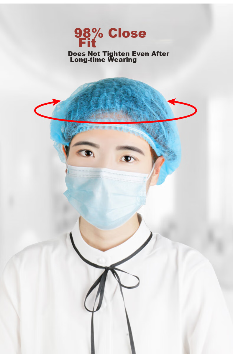 Maozheng Disposable Head Cover Cap, Chef Work Hat, Dustproof And Stainproof Head Cover, Workshop Mesh Hat, Oil-Proof Non-Woven Strip Hat, White, 100 Pieces 5