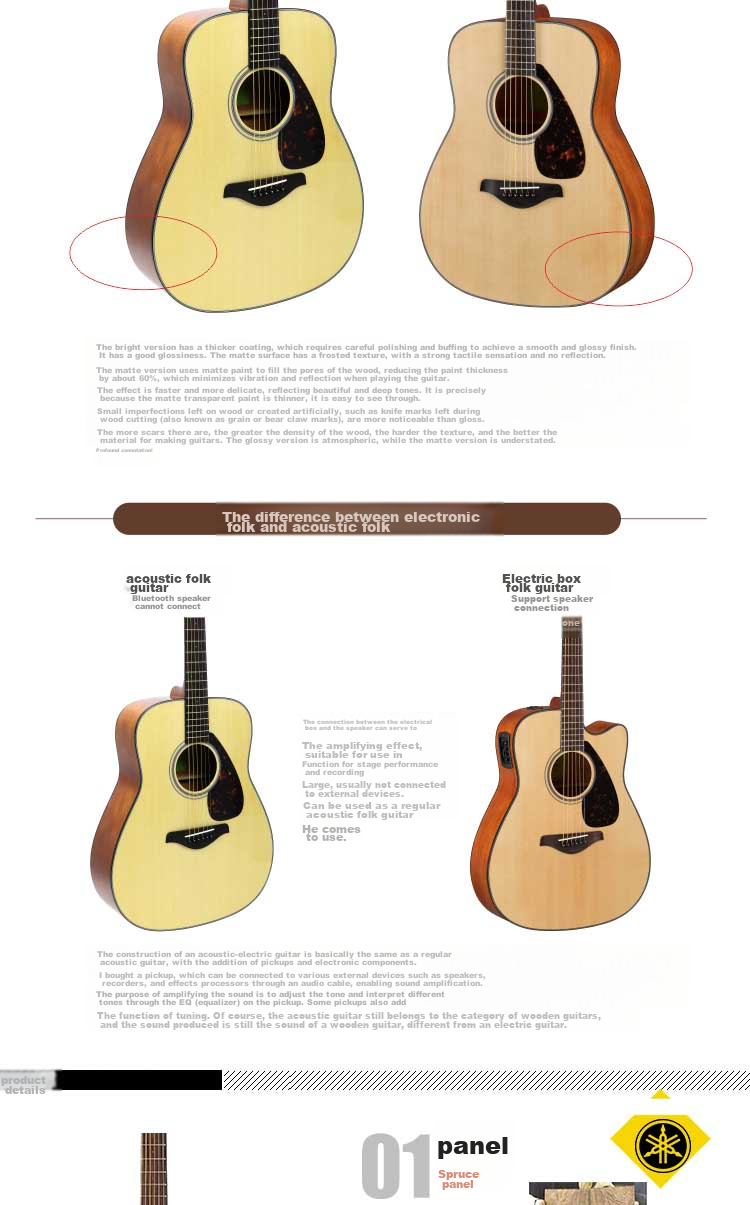 YAMAHA FS800 Acoustic Model Solid Wood Top Beginner Folk Guitar Round Corner Guitar 40-Inch Natural Wood Color 13