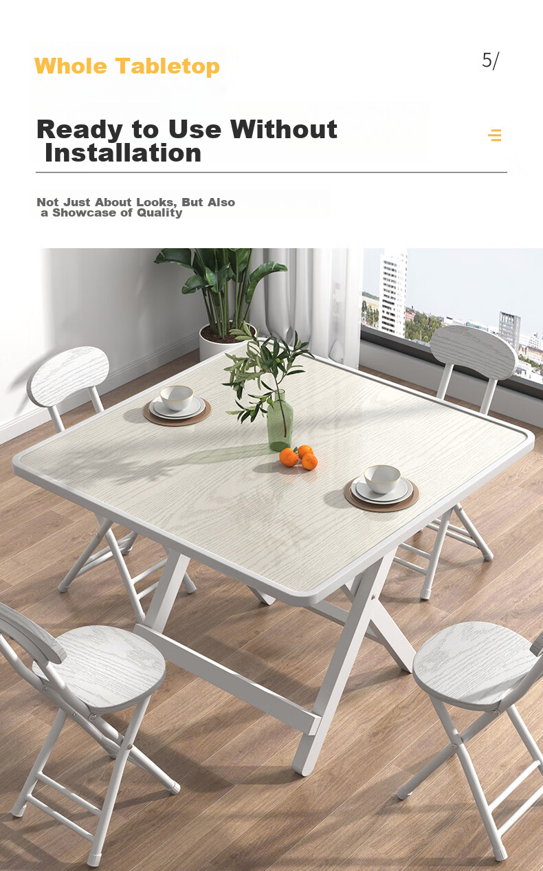 Chibailun Folding Table, Dining Table for Small Apartments, Foldable Eating Table And Chairs Set, Simple And Portable Small Square Table 7