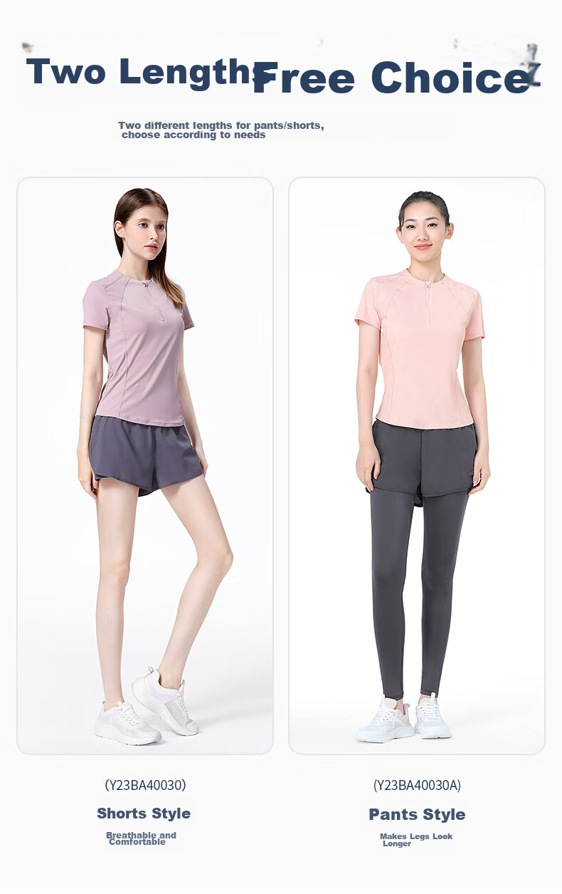 CAMEL Women's Sports Set, Summer New Style Running Yoga Fitness Short-Sleeve Shorts with Lining, Casual Elastic Sportswear 10
