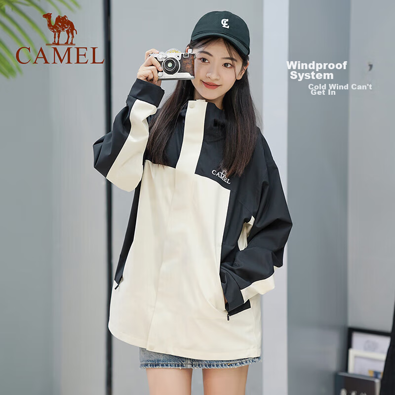 CAMEL Single-Layer Windbreaker Jacket for Men And Women, Windproof Waterproof Warm Outdoor Jacket for Women 733CAFO013 S