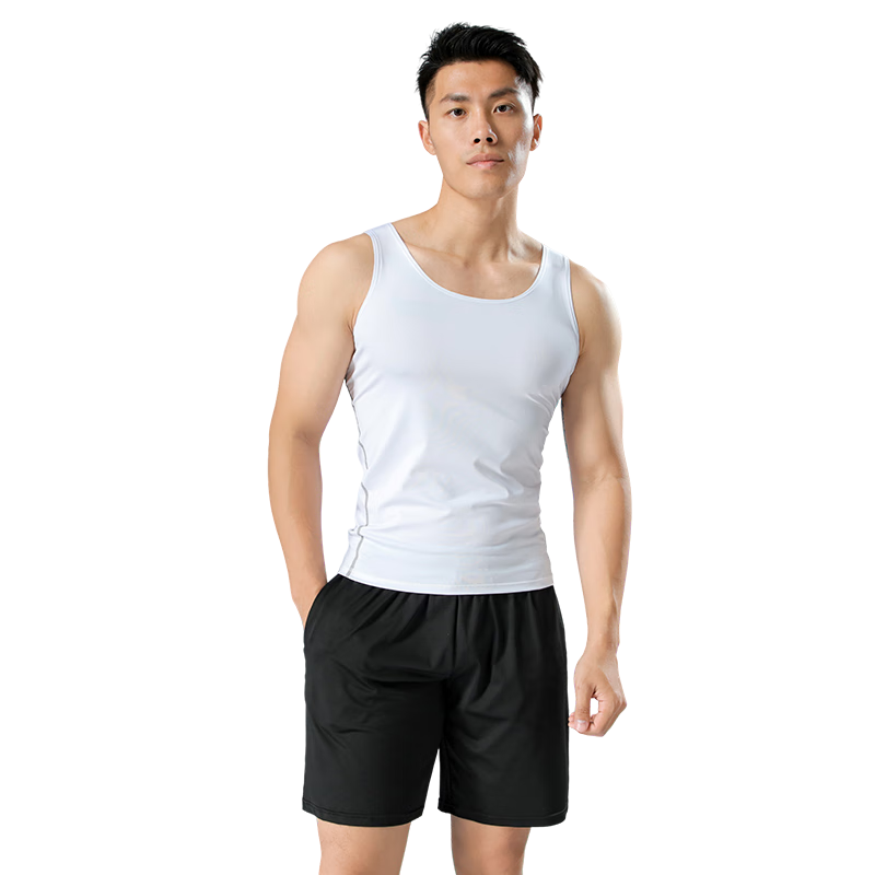 FANDIMU Men's Sports Running Tank Top, Tight-Fitting Breathable Comprehensive Training Fitness Basketball Sleeveless T-Shirt Top, Two-Piece Set