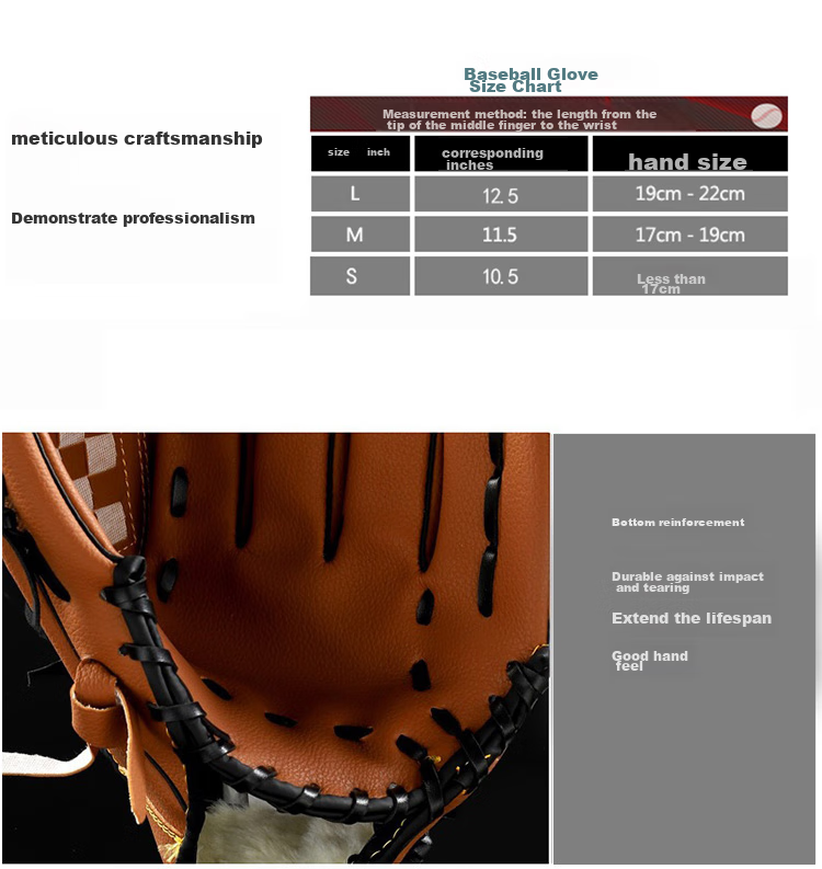 INVUI Baseball Glove, Softball Pitching Children's Thickened Wear-Resistant Catcher's Glove (1 Soft Baseball), Size S, Pink 4