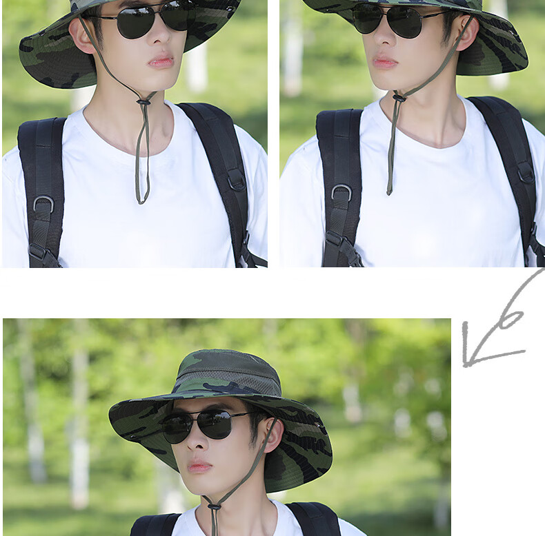 XUEXIMAN Men's Summer Fisherman Hat Fishing Sunshade Wide Brim Outdoor Mountaineering Sun Protection Cap for Men Cycling Travel 12
