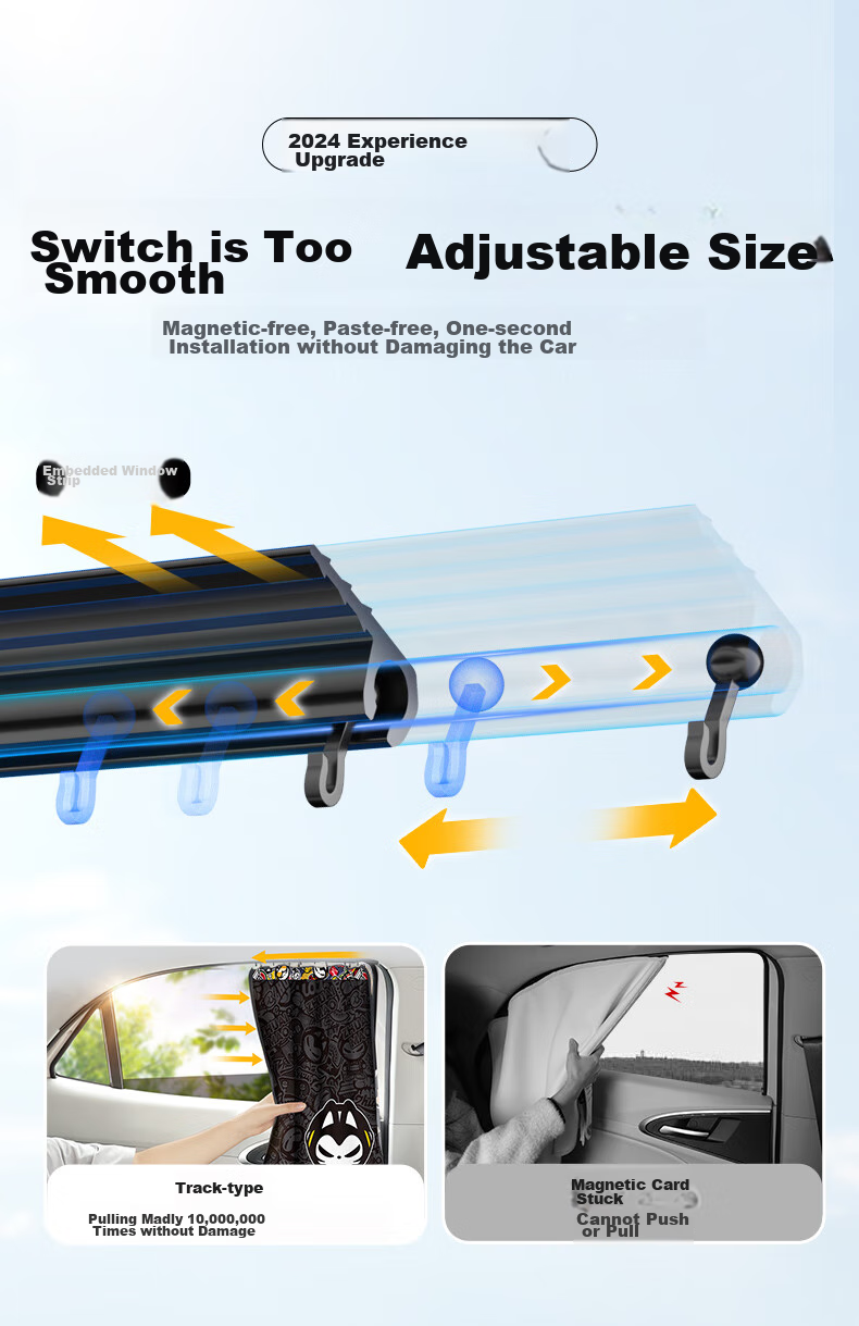 Zhuaimao Car Window Sunshade, Side Window Sun Protection, Sliding Rail Car Curtain, Window Mosquito Net, Privacy Sunshade 9