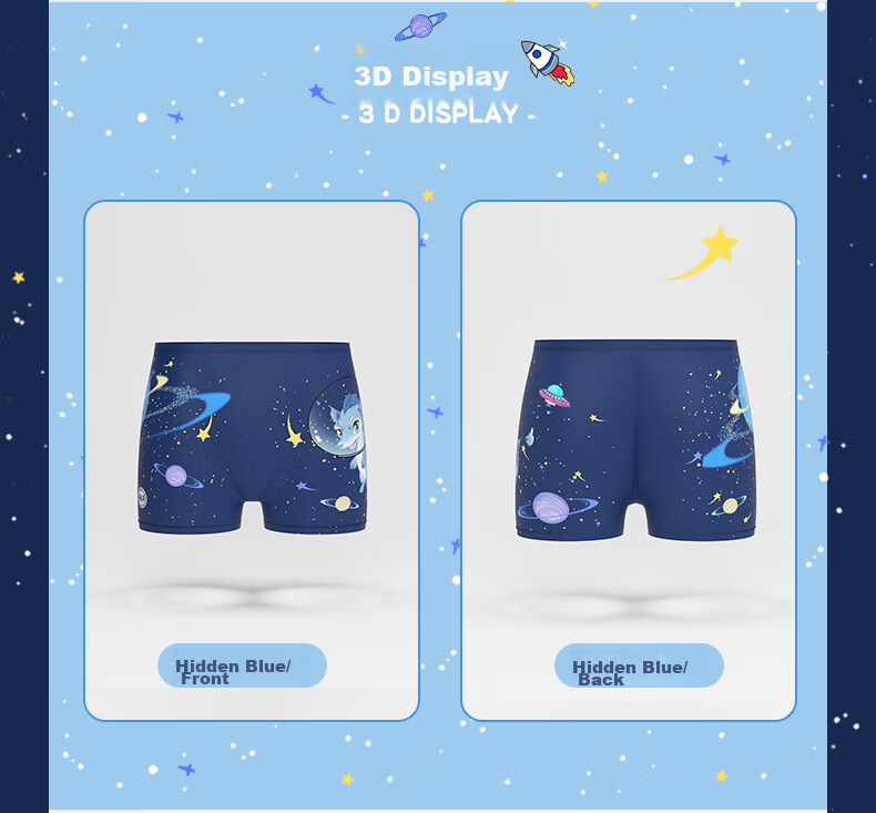 LI-NING Kids Boys Cartoon Print Square Leg Swim Trunks Fashionable Comfortable Quick-Dry Sports Swimming Shorts 759 Blue 160 10
