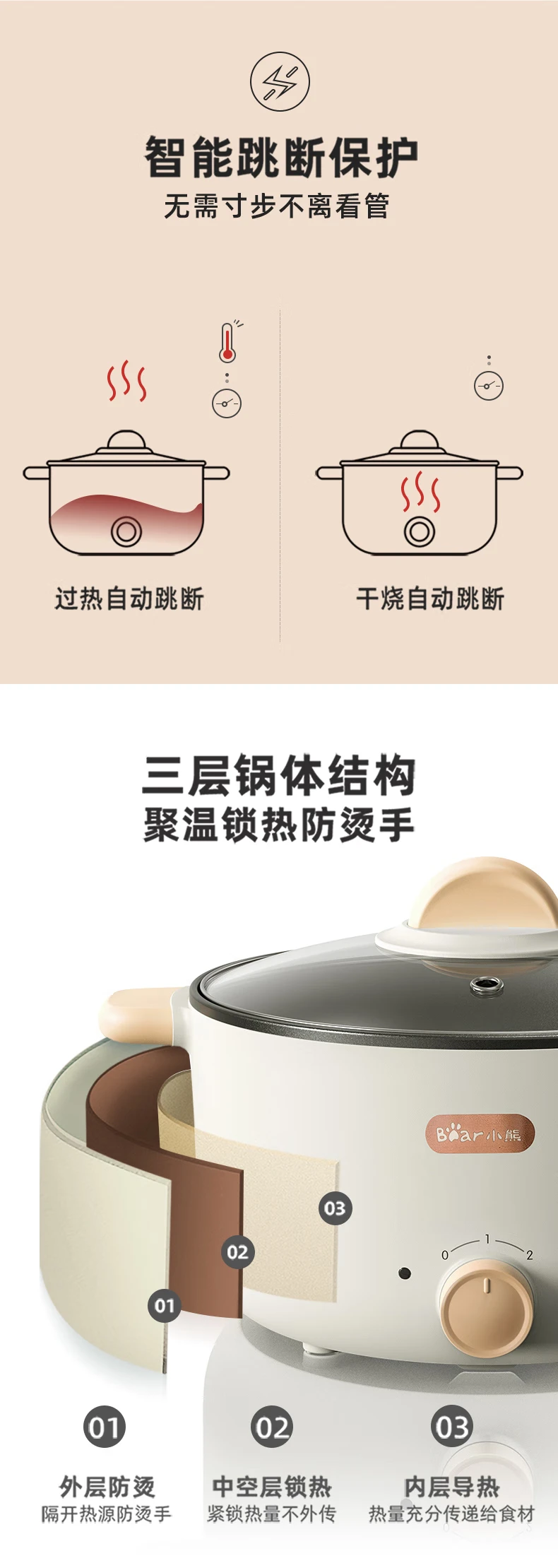 Bear Bear Electric Cooking Pot Electric Hot Pot Electric Hot Pot Steaming Integrated Electric Steamer Dormitory Small Pot Multi-functional Small Electric Pan Frying and Shabu Integrated Non-stick Pan DRG-D30X8丨3L with Steamer Bear Bear Electric Cooking Pot Electric Hot Pot Electric Hot Pot Steaming Integrated Electric Steamer Dormitory Small Pot Multi-functional Small Electric Pan Frying and Shabu Integrated Non-stick Pan DRG-D30X8丨3L with Steamer