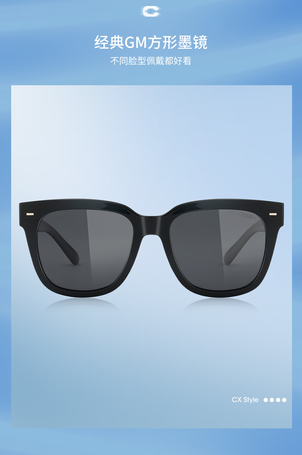 CAXMAN GM Sunglasses for Men And Women, Trendy Black Frame Retro Polarized Driving Glasses, Square Frame UV Protection Sunglasses for Me 3