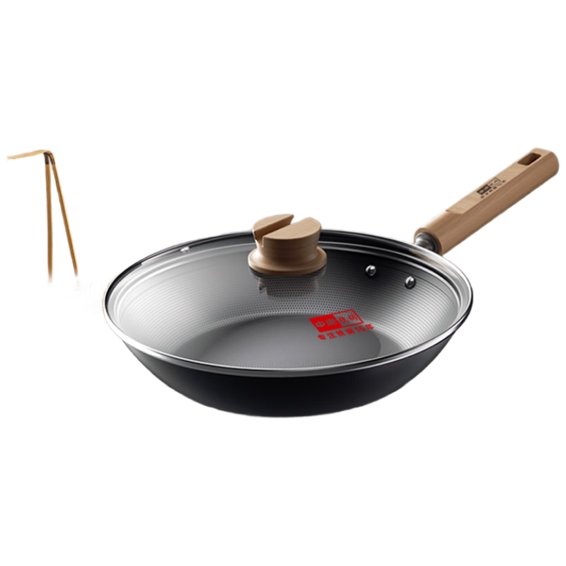 Zhongkang Titanium Antibacterial Bionic Non-Stick Iron Pan without Coating for Home Use, Suitable for Frying Eggs, Compatible with Induction Cookers, 28cm