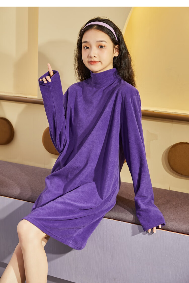 TonLion 2024 Women's Fleece High Neck Knit Long Sleeve Dress Black S 15