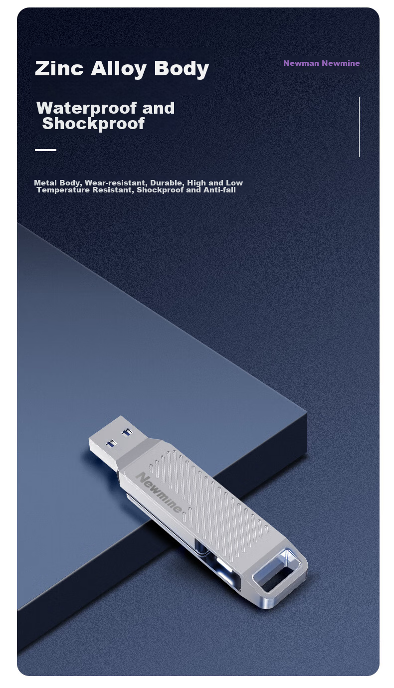 Newmine Newmine USB Flash Drive, 32GB, TYPE-C High-Speed Dual Interface, Dual-Head 3.1 Large Capacity Thumb Drive, Compatible with Phones And Computers, Android And Apple, Car Connection Adapter, Silver Color 8