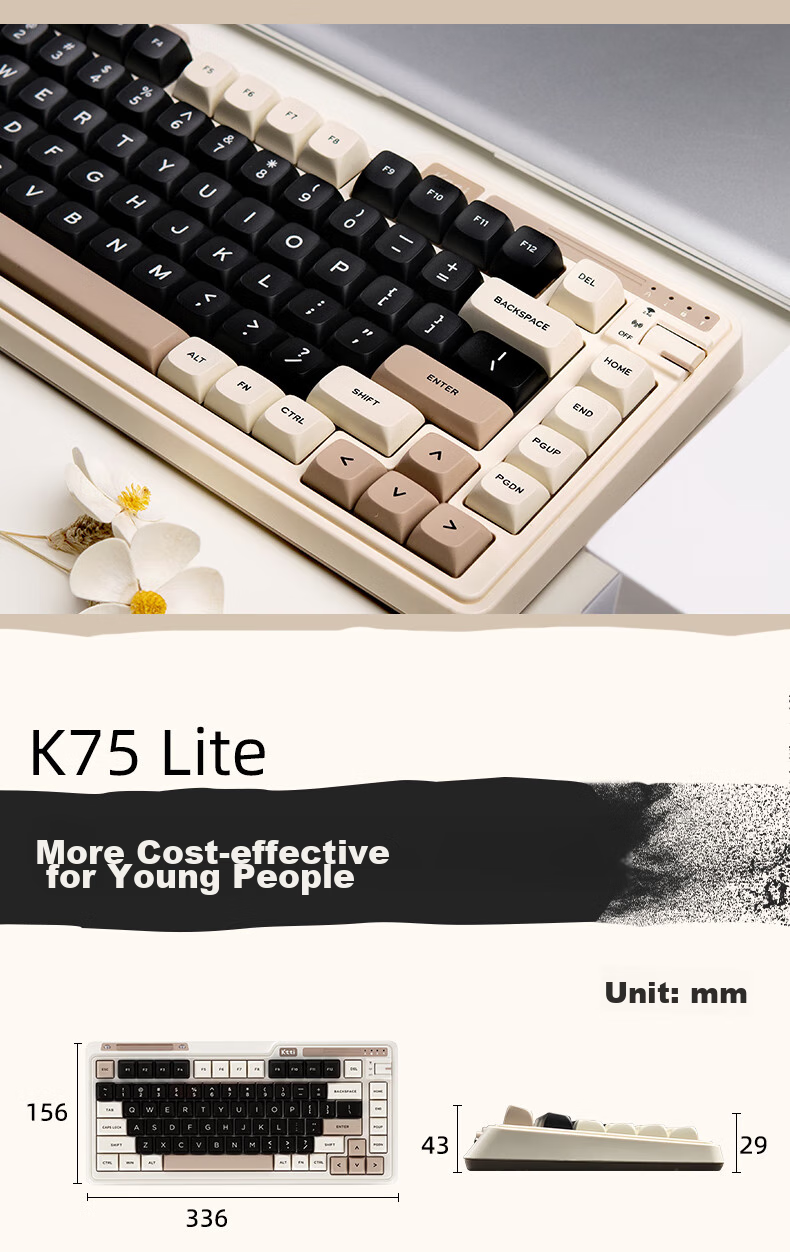 KZZI K75V2 Tri-Mode Custom Mechanical Keyboard Wireless Bluetooth Wired Gaming Office 82-Key RGB PBT Keycaps Gasket Mount Time Machine Peach Pink Switches 13