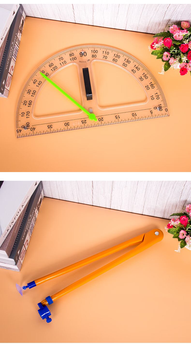 [Lowest Price Online] BOJIAO Magnetic Large Triangle Ruler Set, Teacher's Teaching Tool, Plastic Large Triangle Ruler Protractor Compass Math Teaching Aid, Magnetic 60-Degree Triangle Ruler (Yellow) 11