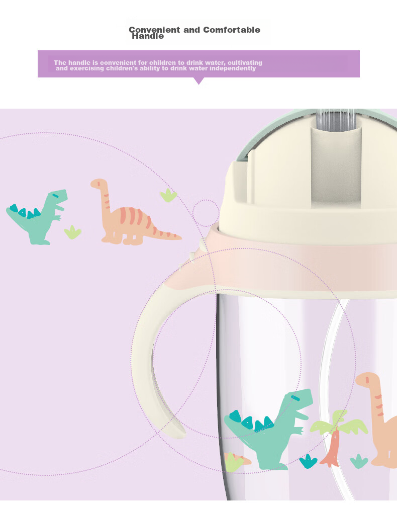 LOCK&LOCK Sliding Lid Children's Straw Cup with Handle, Baby Sippy Cup, Kindergarten School Water Bottle, 350ML Blue 6