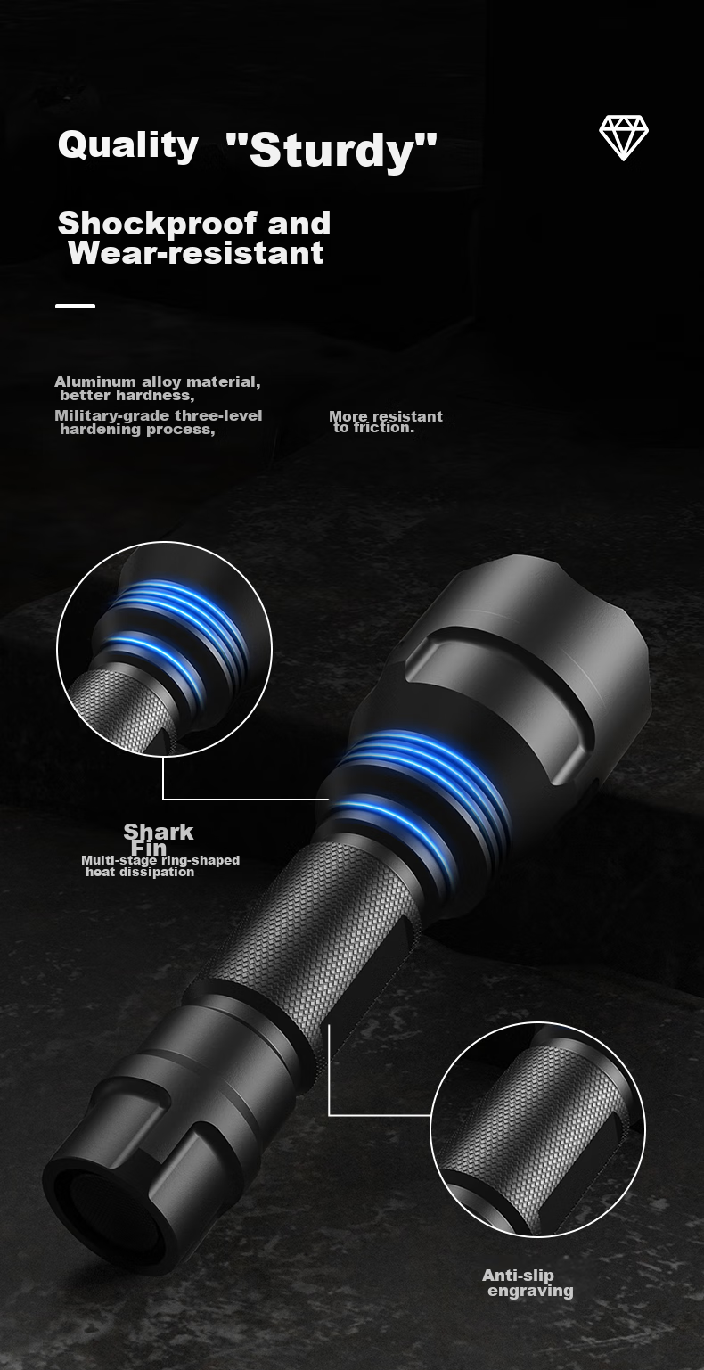 DP Flashlight, High Brightness, Long-Range, Multifunctional, Portable, Outdoor Patrol, Cycling, Self-Defense, Power Outage Lighting, Emergency Light -1512 9