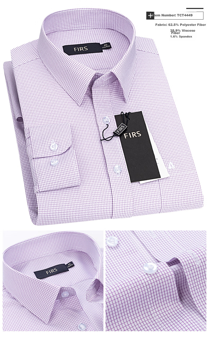 FIRS Long-Sleeve Shirt for Men, Middle-Aged And Young Business Casual Plaid Shirt TRT4450 Blue Plaid Long-Sleeve Size 38 7