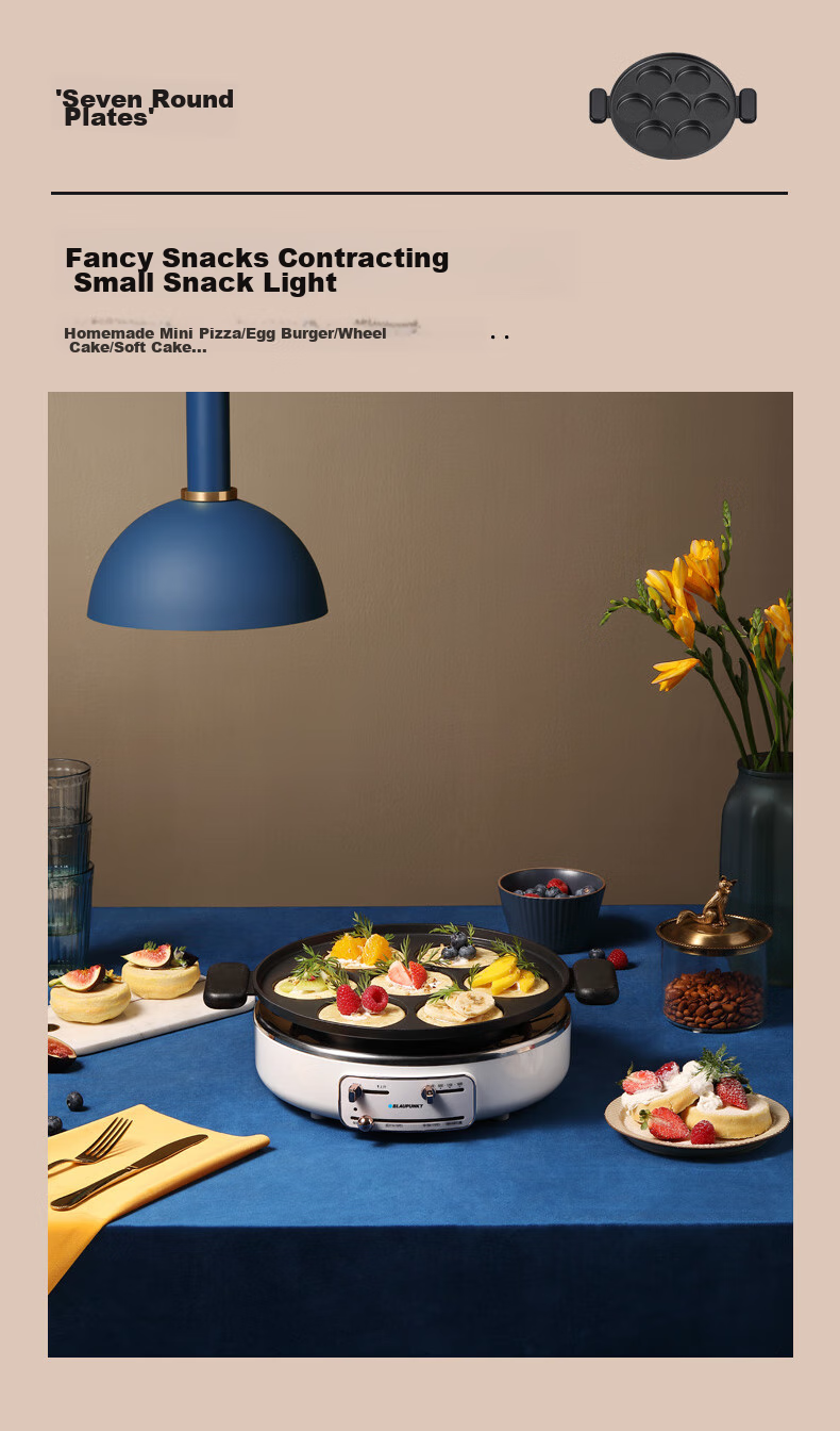 BLAUPUNKT Electric Hot Pot with Adjustable Height, Multi-Functional Cooking Pot for Home Use, 5L Detachable Electric Cooker with Magnetic Stove, Electric Stew Pot, Barbecue Meat Frying Stir-Frying Stewing Pot, Light Luxury Blue H1 15