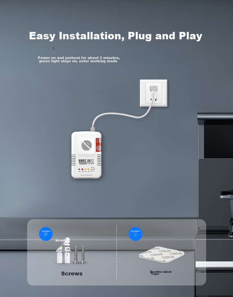 PGST Gas Alarm, Natural Gas Detector, Coal Gas Leak Alarm, Household Kitchen Natural Gas Detector, R03 13