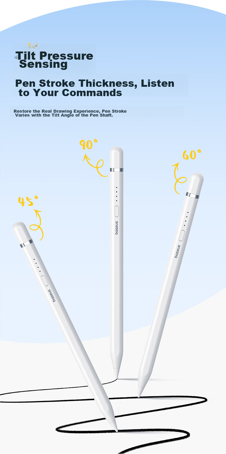 Baseus Capacitive Stylus Pen for iPad Apple Pencil [Direct Plug/C Port Fast Charging] Compatible with Pro/Air/Mini7/iPad11 Tablet Touchscreen Stylus Apple Pencil 2nd Generation 8