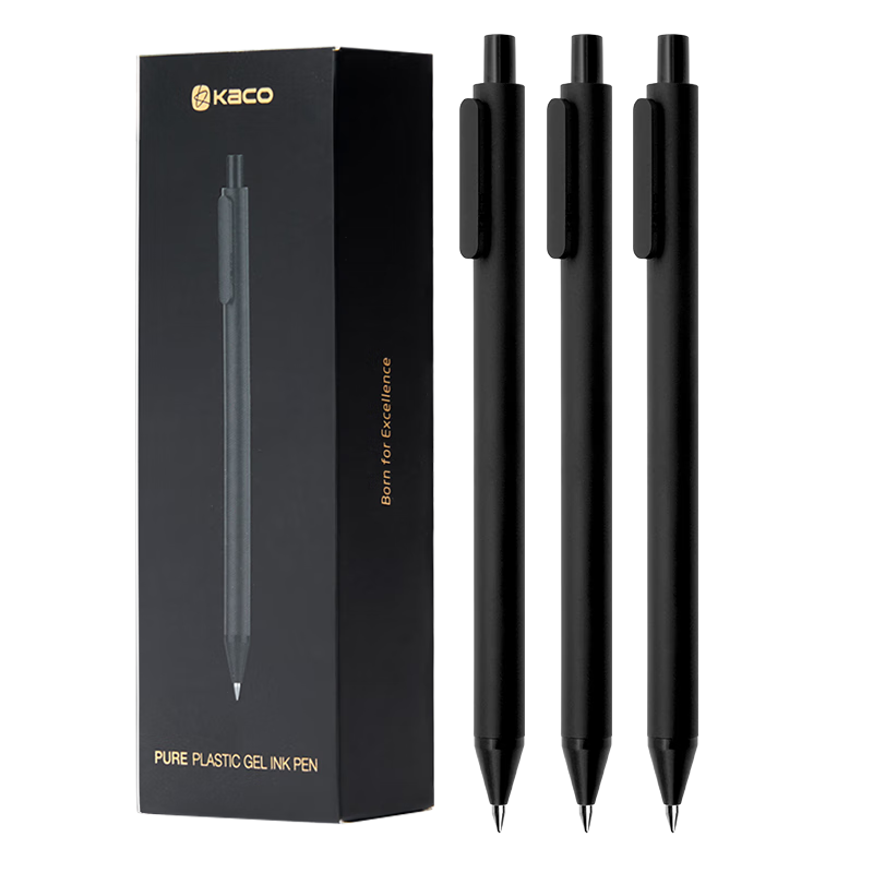 KACO Stationery Shuyuan 0.5mm Black Gel Pen, Business Retractable Signing Pen, Carbon Ink Pen, Student Exam Writing Pen, Office Ballpoint Pen Set, Heavy-Duty Version, 10 Pens