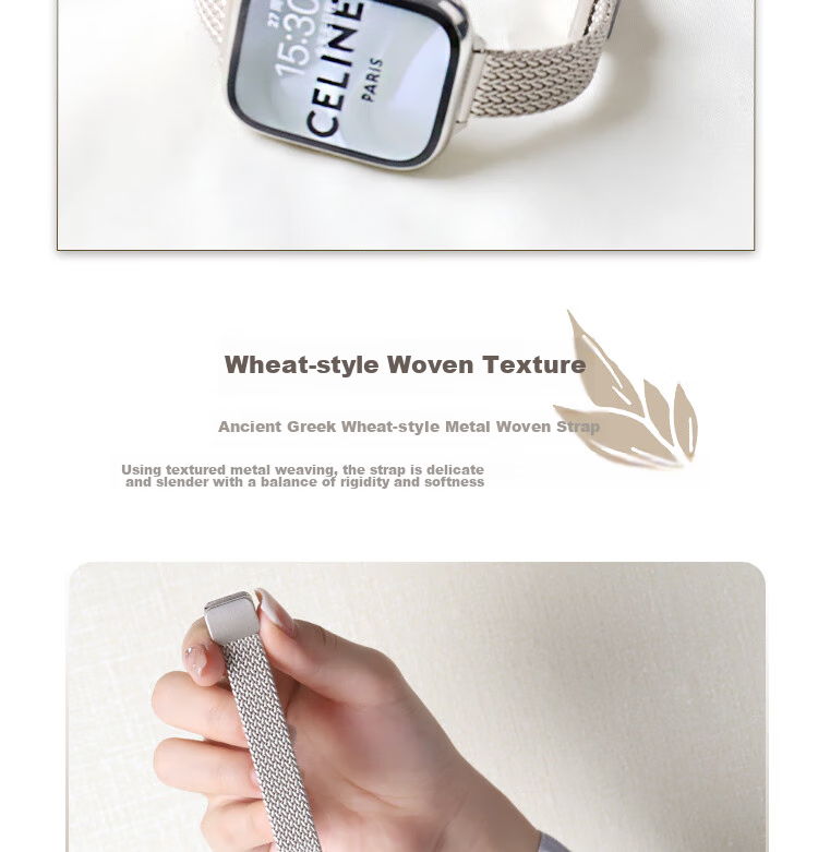 MSSM Compatible Apple Watch Band, for Apple IWatch S12/11/10/9/SE Metal Slim Waist S8/7 Magnetic Strap, Women's Wristband for Summer - Silver Color, Sizes 38/40/41/42 5
