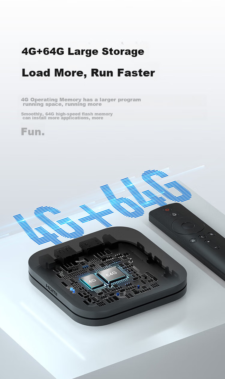 MI Box 4S MAX 4K Flagship Smart Voice Set-Top Box, Bluetooth Voice Remote Control, Mobile Wireless Screen Casting, 64-Bit Quad-Core High-Performance Processor MDZ-30 8