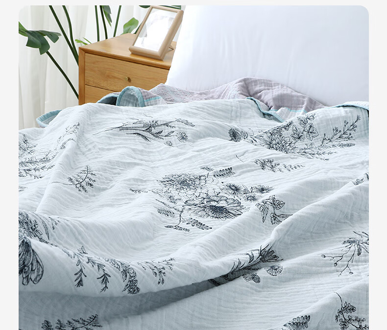 KING SHORE Class A Pure Cotton Three-Layer Undyed Gauze Towel Blanket, Washable Air Conditioning Quilt, Multifunctional Nap Blanket, One Piece 10