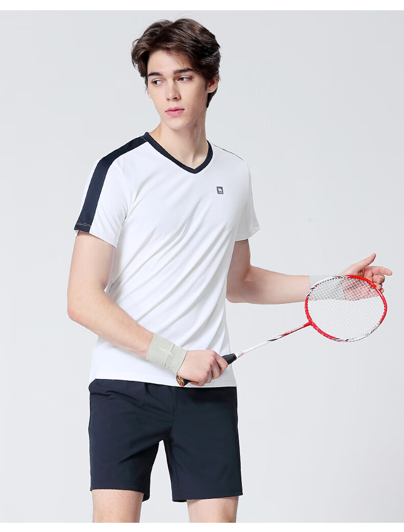 CAMEL Badminton Outfit for Men, Sun Protection Quick-Dry Sports Two-Piece Set Y1S2TLF652-1 White/black S 33