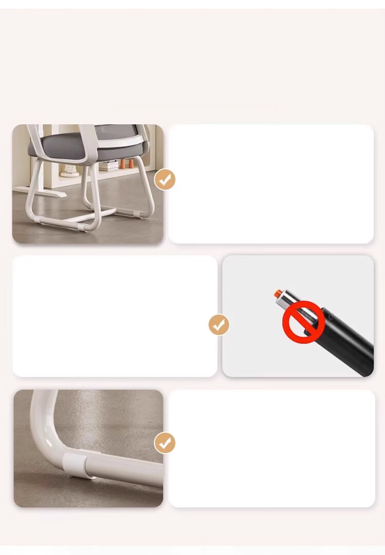 Huakaizhixing Chair Computer Chair Home Office Chair Bow-Shaped Chair BG162 White Frame Gray Mesh Foam Headrest Model 7