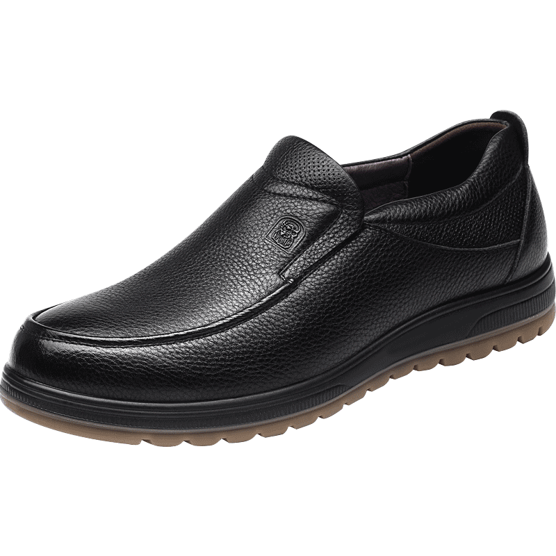 LAORENTOU Men's Leather Slip-On Business Casual Shoes, Cowhide Upper with Rubber Sole, Wear-Resistant And Non-Slip Men's Loafers, 922986, Brown, Size 40