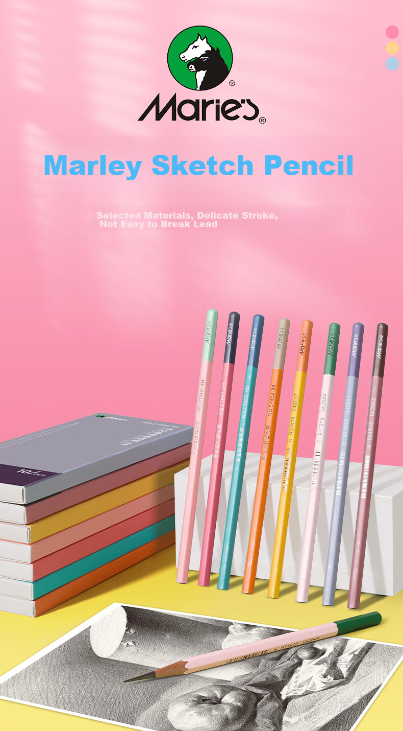 Marie's [Lowest Price Online] Marie's Brand Drawing Pencil, High-End Professional Grade 7402, for Art Students And Exam Use, Professional Drawing Test Sketching Pencil - 4B Art Sketching 1