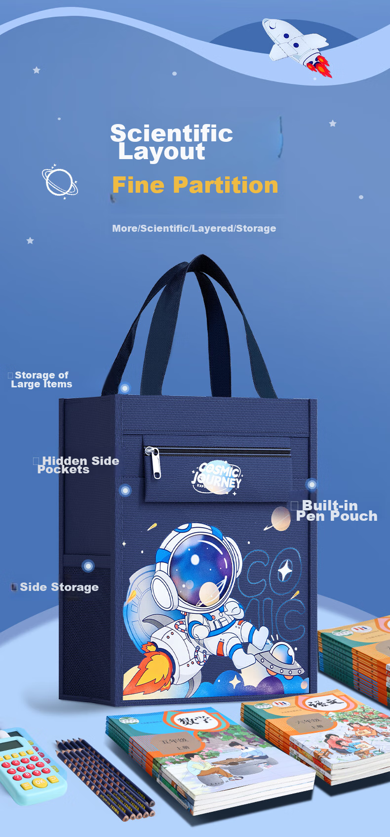 Licao Multifunctional Tutoring Bag, Large Capacity Handheld Tutoring Pack, Middle School Handbag, Art Supply Bag, Study Backpack, Children's Learning Supplies [Kapibara] 6