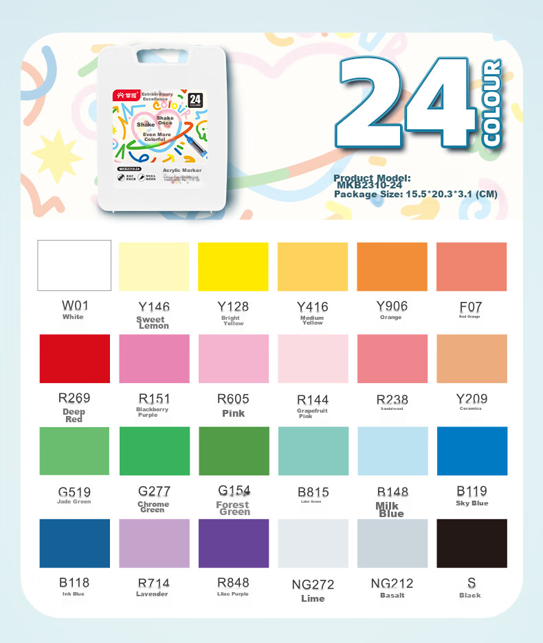 GRASP Direct Liquid Acrylic Markers, Soft Tip, 36 Colors, Skin-Friendly, Washable, Drawing Pens, Ink Control, Layering Capable, Children's Watercolor Pens, Instant Camera Paper, Doodle, Birthday Gift 17