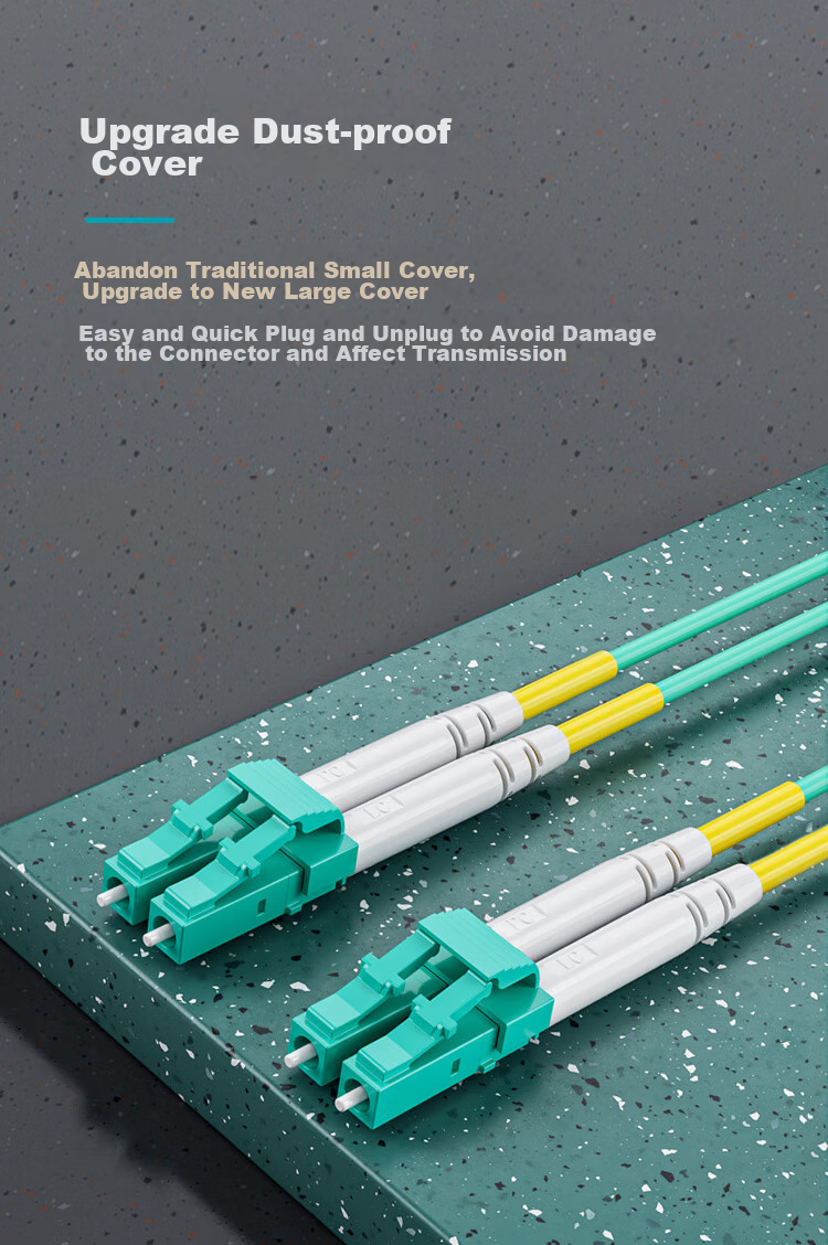 HAILE Fiber Optic Patch Cable, 10 Gigabit Multi-Mode LC-LC OM4 Pigtail, Low Smoke Zero Halogen LSZH Low Loss A-Grade Fiber Core, Data Center Optical Cable, 2 Meters, HJ-2LC 4