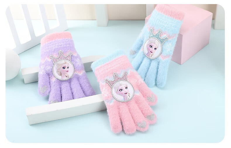 Disney Frozen Kids Winter Gloves Girls Fleece Lined Five-Finger Warm Gloves 13