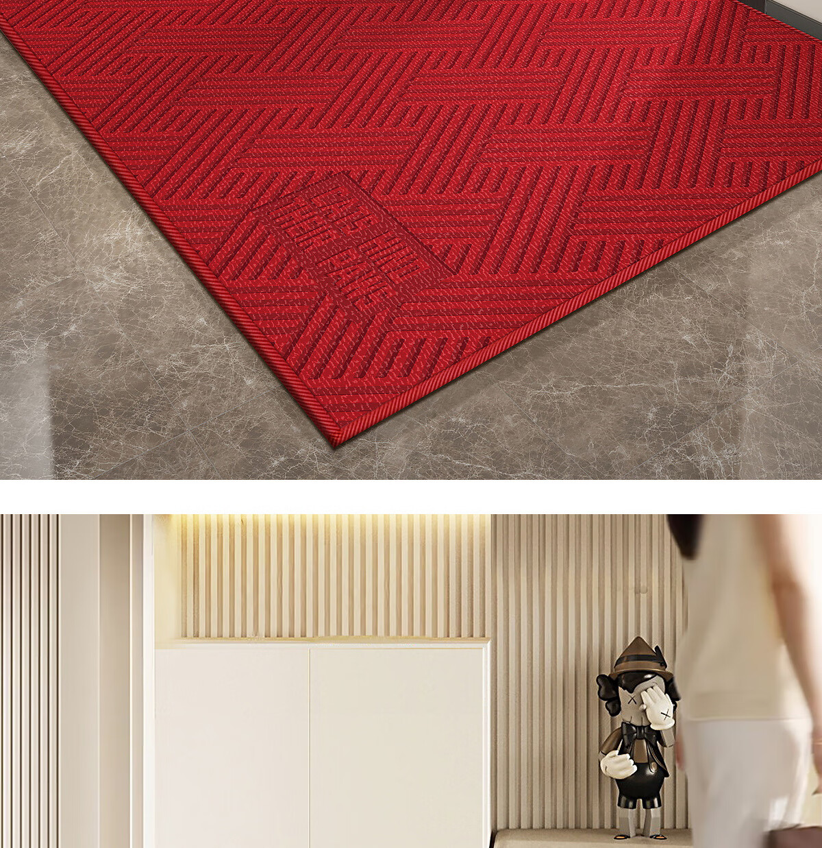 Huaxu Entrance Mat, Doorway Foot Mat, Foyer Mat, Hallway Outdoor Non-Slip Cuttable Red Mat - Elegant 16