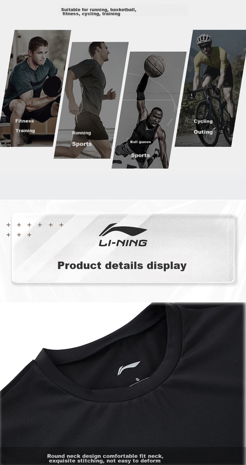 LI-NING Sleeveless Sports Running Quick-Dry Vest for Men and Women Yoga Fitness Breathable Cool Top Black 2XL 10