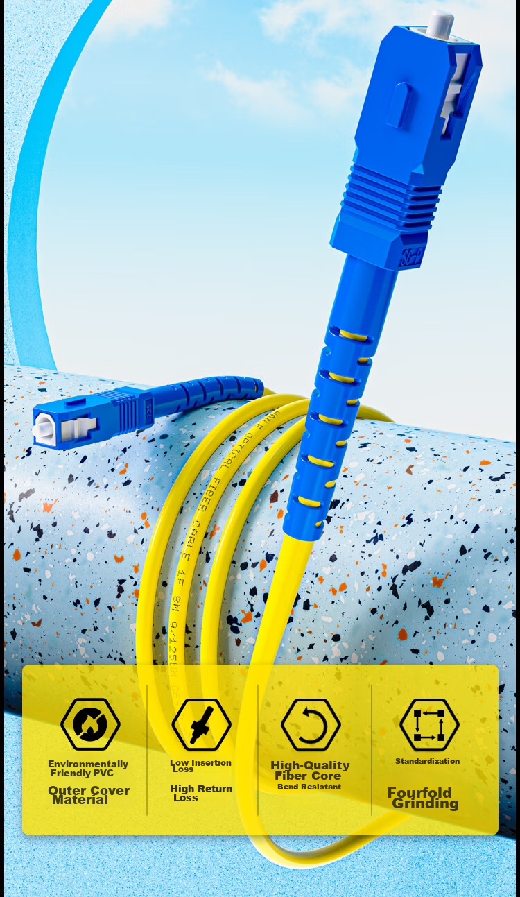 HAILE Single-Mode Fiber Optic Patch Cable (SC-SC, 9/125), Telecom-Grade Single-Core Pigtail Network Cable, 5 Meters, HJ-1SC 2