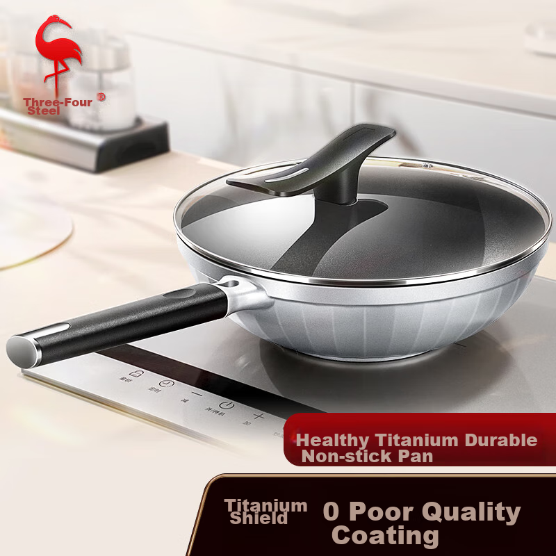 San Si Gang Zhangqiu Forged Iron Wok, Preheated, Non-Coated Stir-Fry Pan, Gas Stove, Traditional Round Bottom, 34cm, 37833