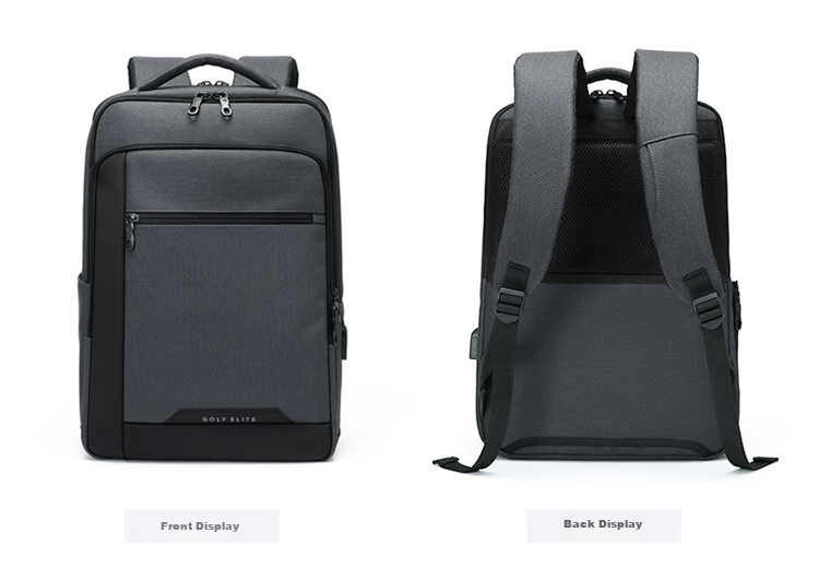 GOLF Backpack for Men, Large Capacity 15.6-Inch Laptop Backpack, USB Interface with Multiple Compartments, Business Casual Travel Bag for Students, Dark Gray with Black 21