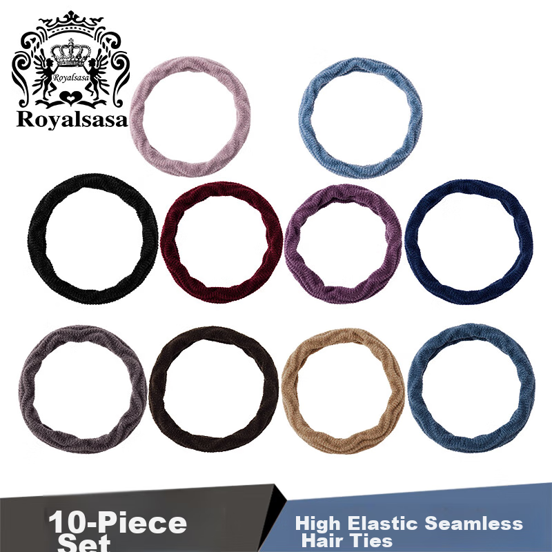 Royal Sasa Basic Hair Ties Set of 10, High-Elasticity Hair Bands, Ponytail Holders, Hair Accessories