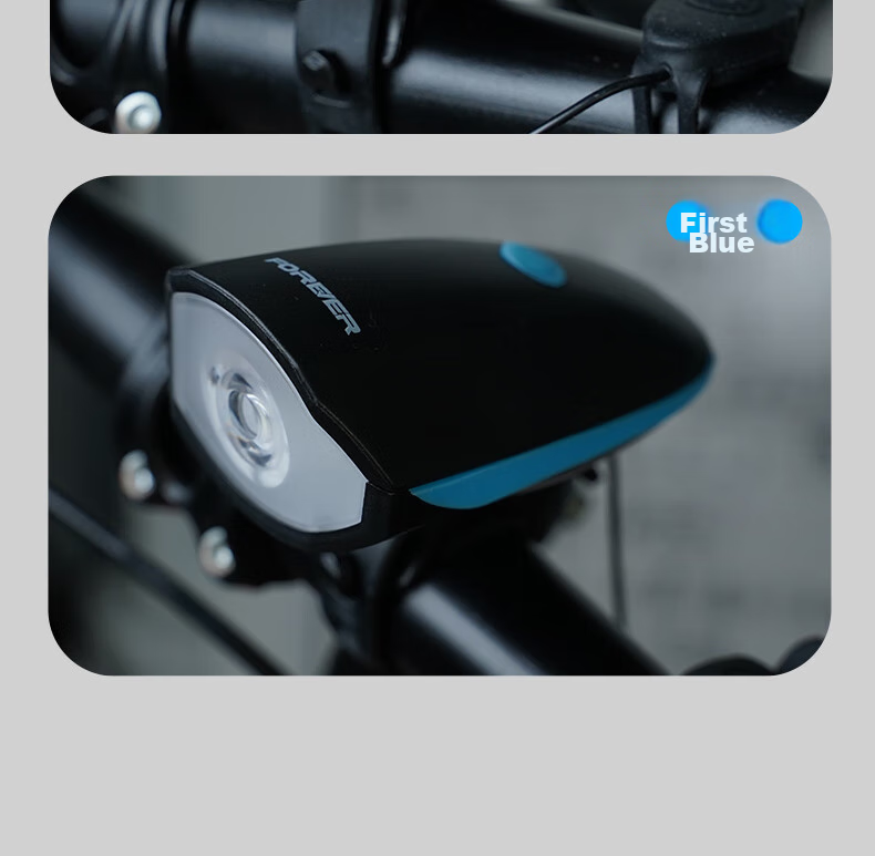 FOREVER Bicycle Front Light Two-In Night Riding Light with Bell, High Brightness Bike Light + Horn Battery Model 14