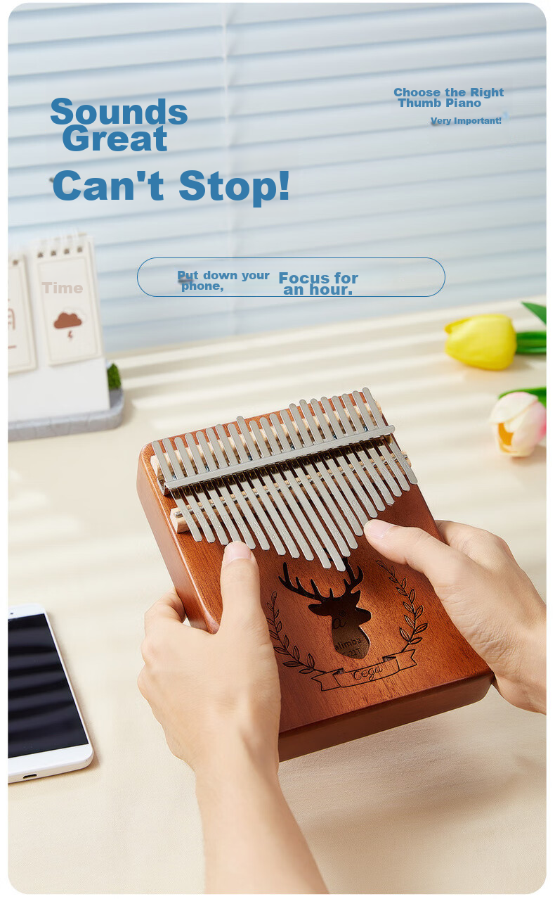 Qian Gu Kalimba Thumb Piano 21-Note Beginner Easy-to-Learn Instrument Finger Piano for Girls Children's Festival Gift 6