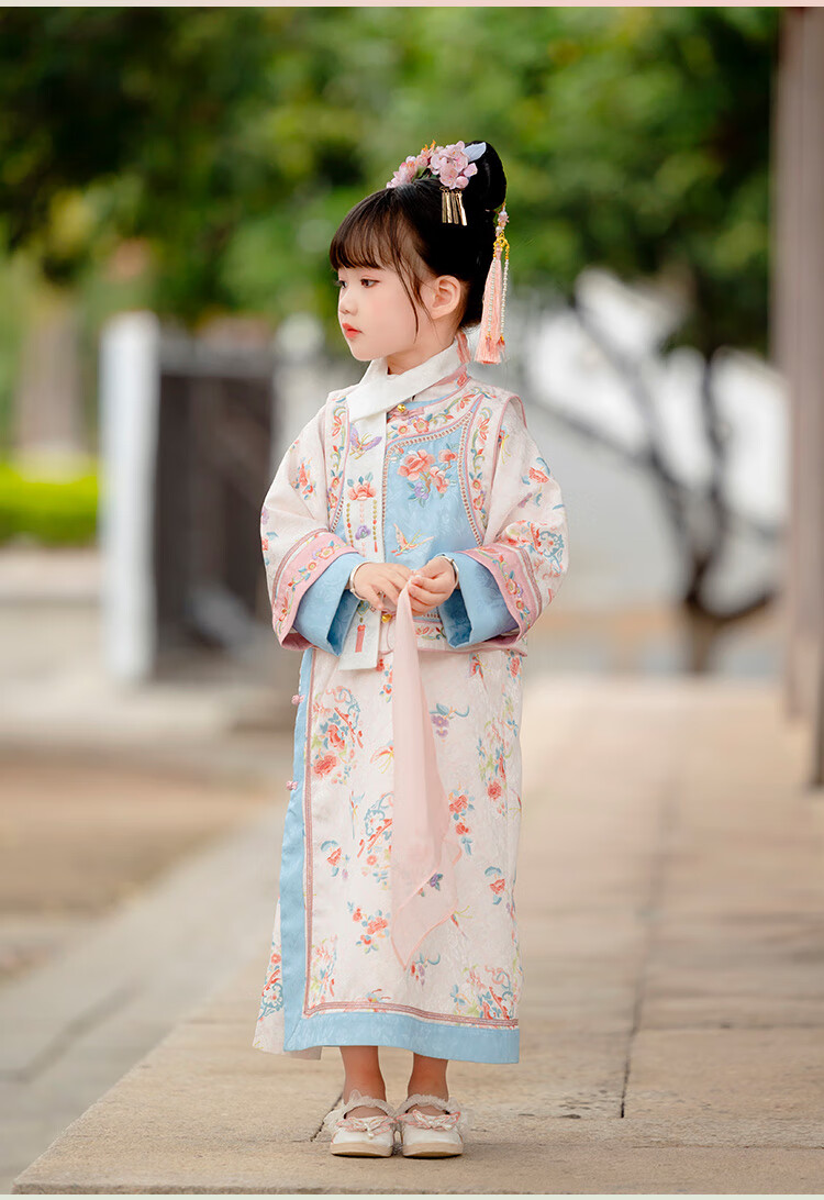 Menghu Zhienyi Hanfu Girls' Dress, Spring And Autumn 2026 Qipao, Two-Piece Set for Girls' Outfit, Ancient Costume Performance Wear, Pink, Size 100 23