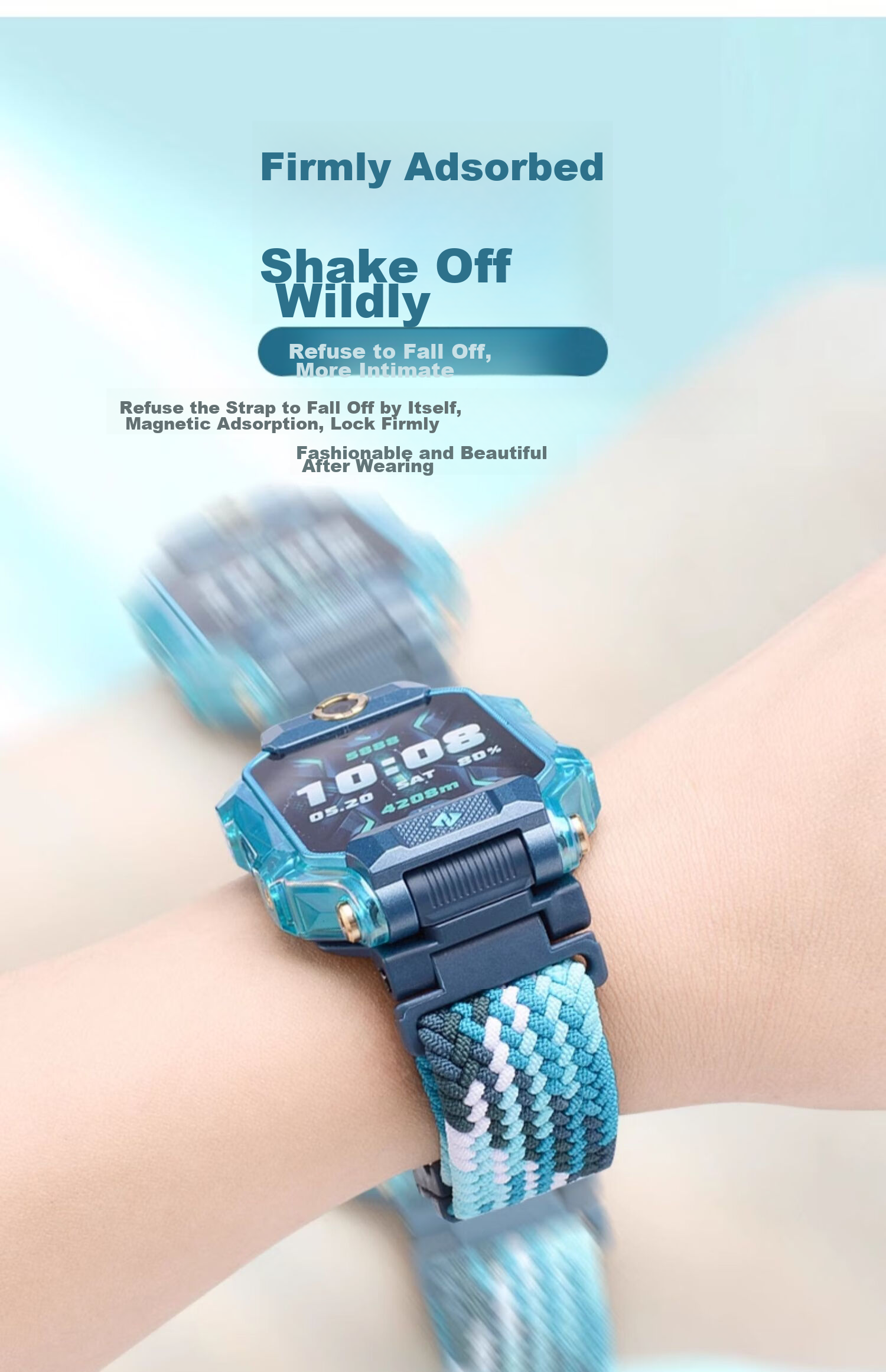 Watchbond Compatible with Xiaotianc Z8 Children's Smartwatch Strap, Suitable for Z10/Z9/Z8A/Z7/Z6/Z5 Braided Magnetic Clasp Watchband, Replacement for Q2A/Q1R/D3 Y01A Wristband 7