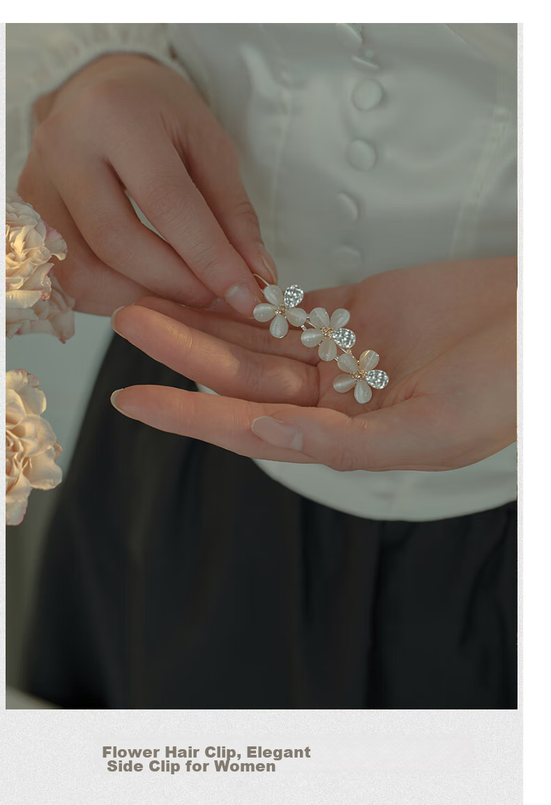 Xiangwan Flower Hair Clip Bangs Clip Side Hairpin One-Word Clip Hair Accessory Birthday Gift for Women 1