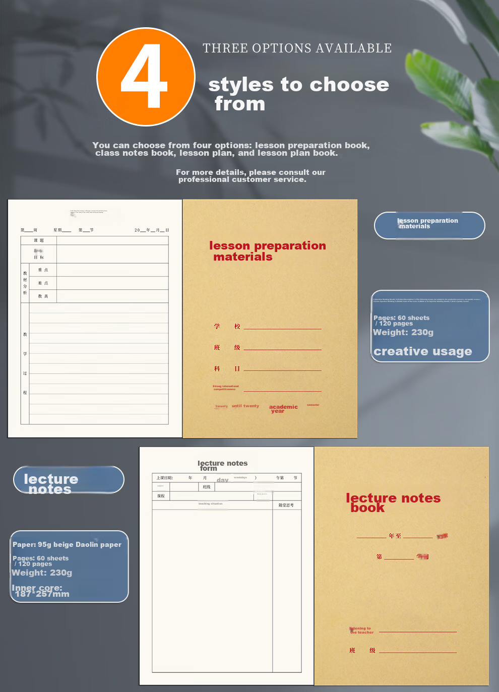 Longe B5 Large-Sized Lesson Planning Notebook, Thickened 95g, Teacher's Lesson Plan Book for Primary, Middle And High School Teachers, Classroom Observation Record Book, Teacher-Specific Class Note Pad, Customizable 2
