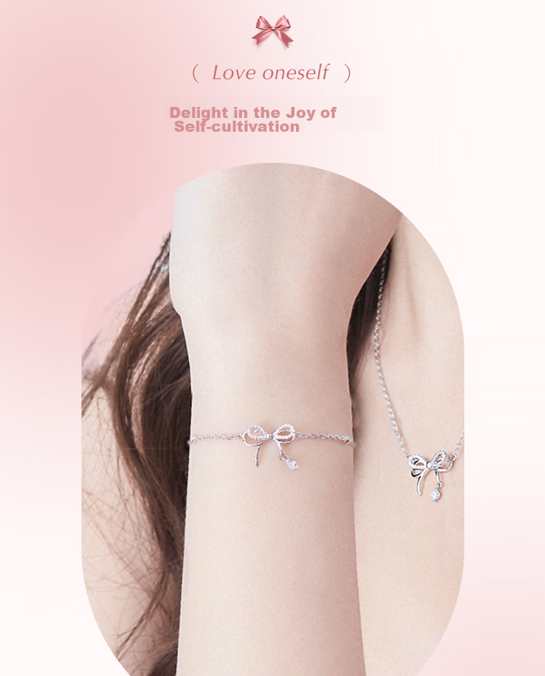 FanciFanci Butterfly Dream Silver Bracelet for Women Bowknot Silver Anniversary Birthday Confession Gift for Girlfriend 10