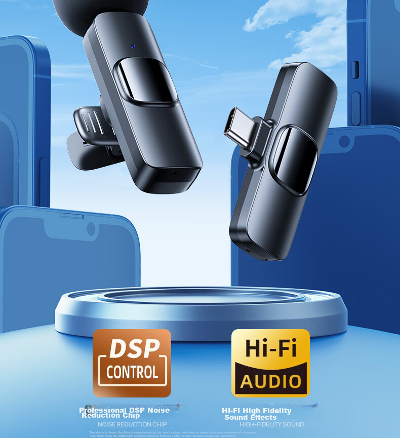 KOVOL [Ultra-Long Battery Life] Wireless Lavalier Microphone, Live Streaming And Recording, Outdoor Interviews, Short Video Karaoke, Portable Microphone with Two Mics, Compatible with Apple And Android 7